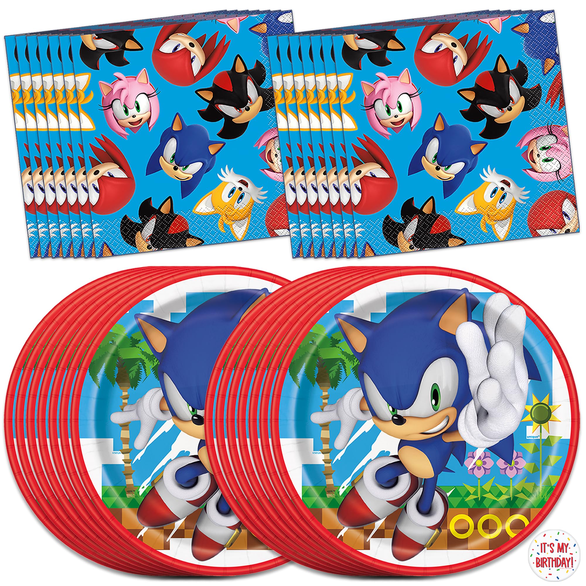 Unique Sonic Plates and Napkins for 16 | Sonic Birthday Party Decorations | Sonic Party Decorations | Officially Licensed