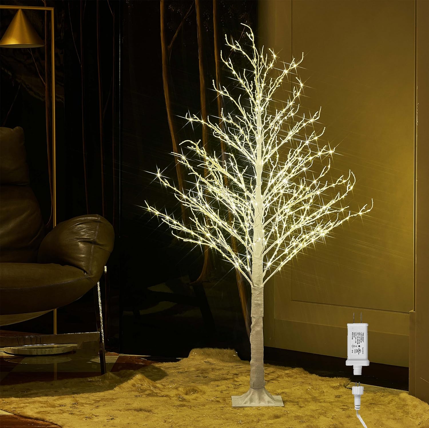 LITBLOOM Lighted White Tree Plug in 430 LED Fairy Lights 4FT, Twig Tree with Lights for Indoor Outdoor Home Room Christmas Easter Decoration 4ft White