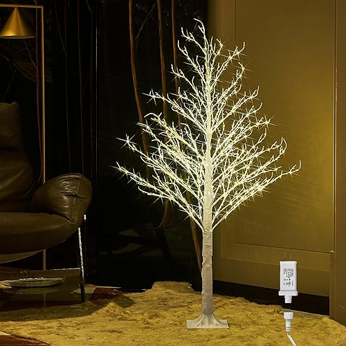 Miniatura 1 de LITBLOOM Árbol blanco iluminado enchufable con 430 luces LED de 4 pies, árbol de ramitas con luces para interior y exterior, hogar, Pascua,