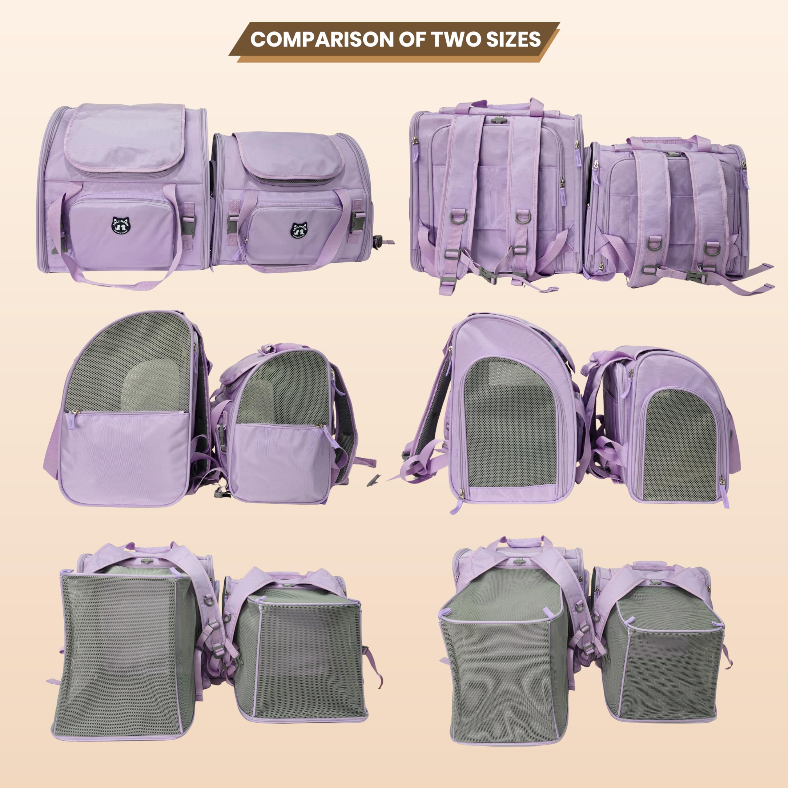 Lollimeow Expandable Cat Carrier Backpack for Large Cats - Airline Approved Pet Carrier Backpack for Small Dogs, Hiking & Travel, Waterproof with Breathable Mesh, 14lbs Capacity (Plum, Standard) - image 7