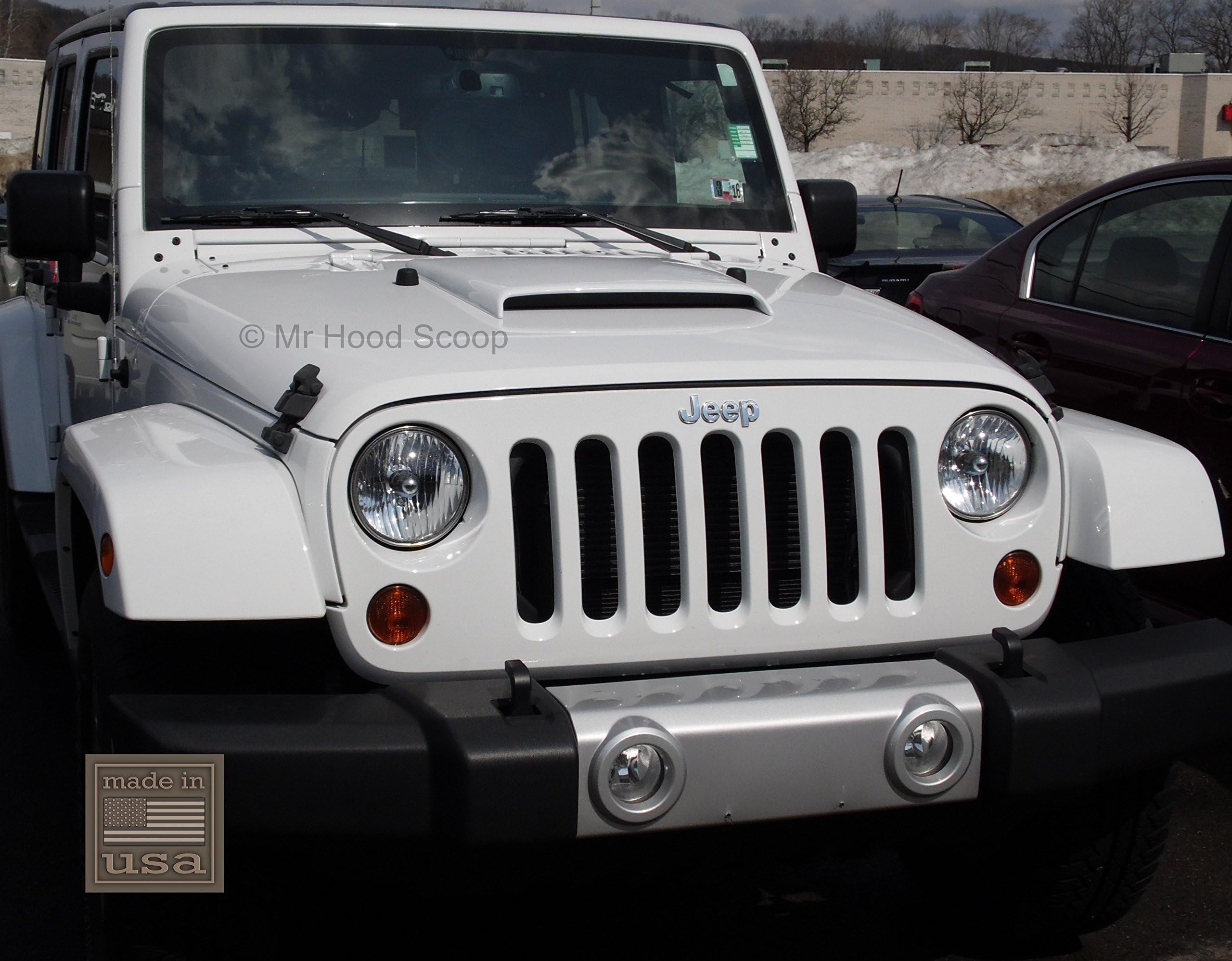 Unpainted Hood Scoop Compatible with 1987-1995,1997-2016 Jeep Wrangler by MrHoodScoop HS003