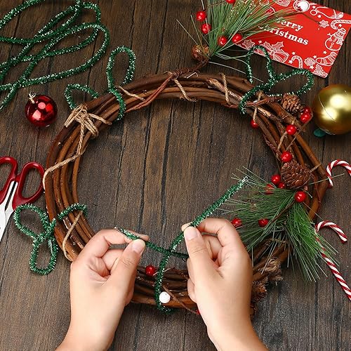 Miniatura 6 de Waydress Guirnalda de Navidad con purpurina, decoración flexible, lazos de Navidad artificiales para barandillas de Navidad, escaleras, decoración