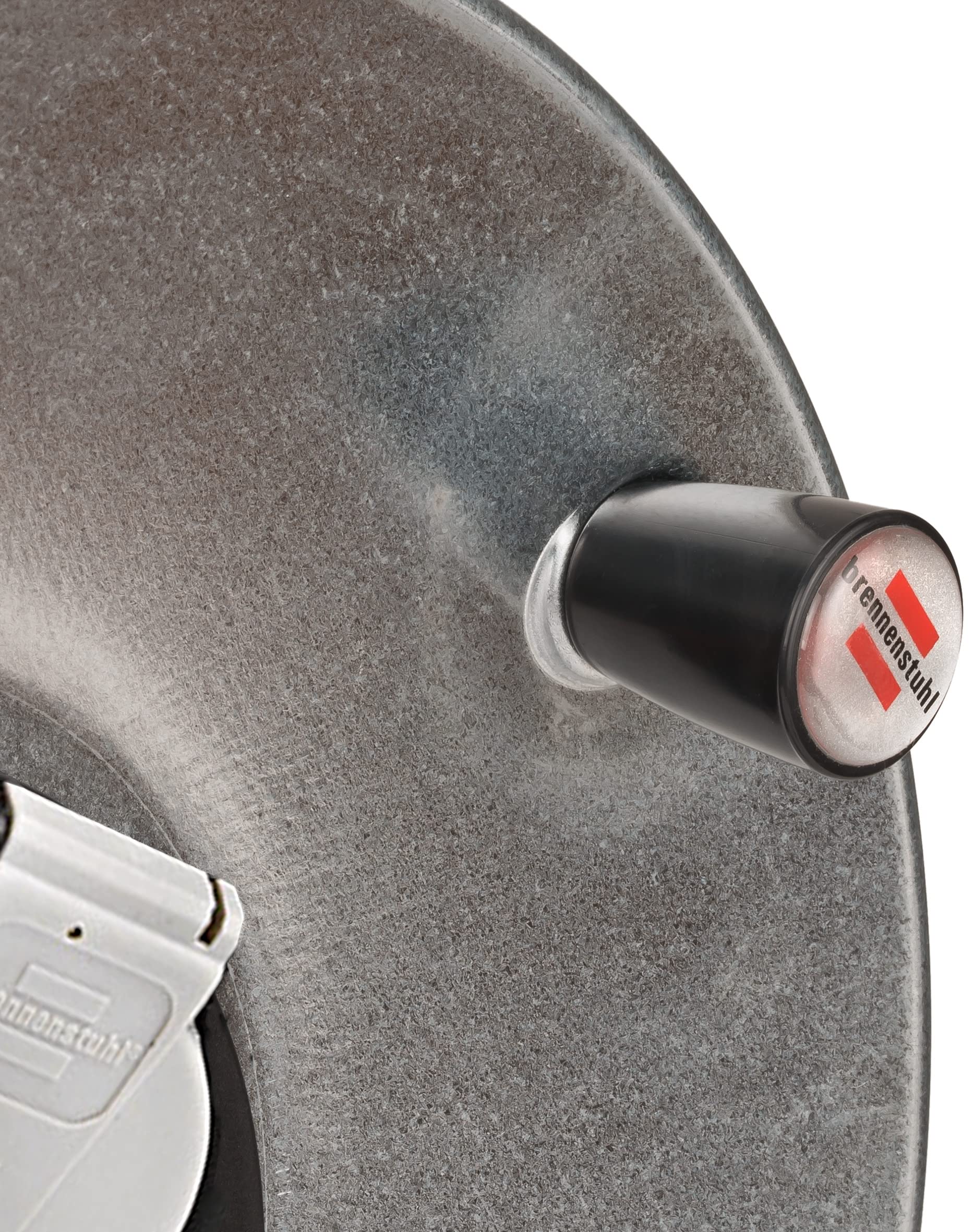 Brennenstuhl Professional Enrouleur de câble SILVER-25 / Enrouleur électrique (4 prises avec clapets, flasques en acier, voyant de tension, poignée, 25m H07RN-F, en extérieur), fabriqué en France
