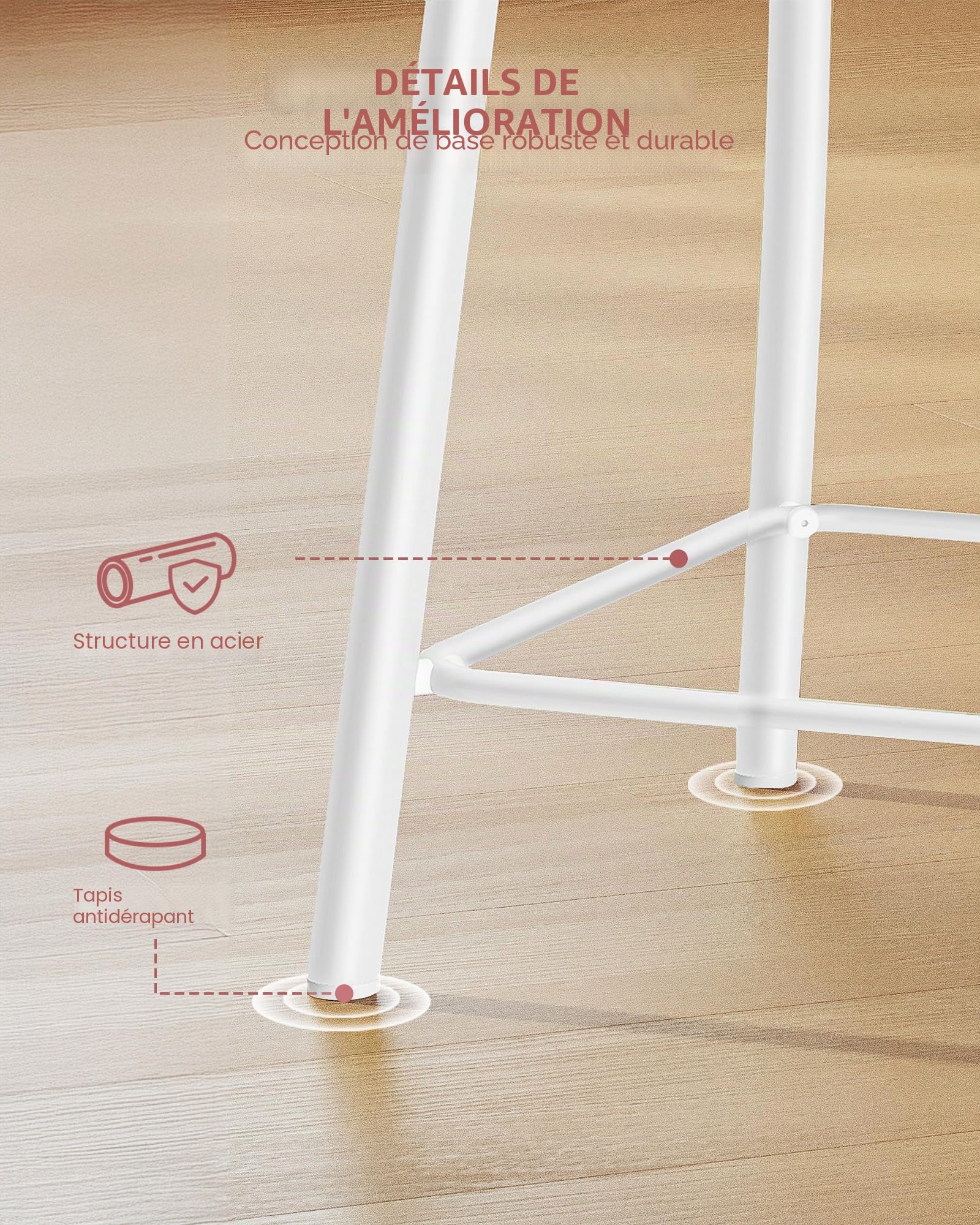 Hzuaneri Tabouret de Coiffeuse, Auteuil de Maquillage Rembourré, Tabouret à Chaussures, Convient aux Chambres et aux Entrées, Blanc VS32603X