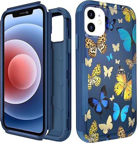 para iPhone 11 - Funda para mujeres y niñas, diseño único estético, mariposa azul kawaii para adolescentes, funda protectora resistente, dura, a
