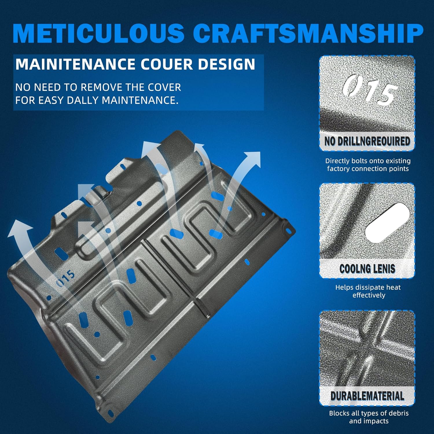 Upgrade Manganese Steel Splash Panel Shield Compatible with 2015-2020 Ford F150 with Gasoline Engine (Underbody Panel Not Fit Raptor Model/3.0L Diesel) Front Under Car Engine Lower Cover ML3Z-7222-D