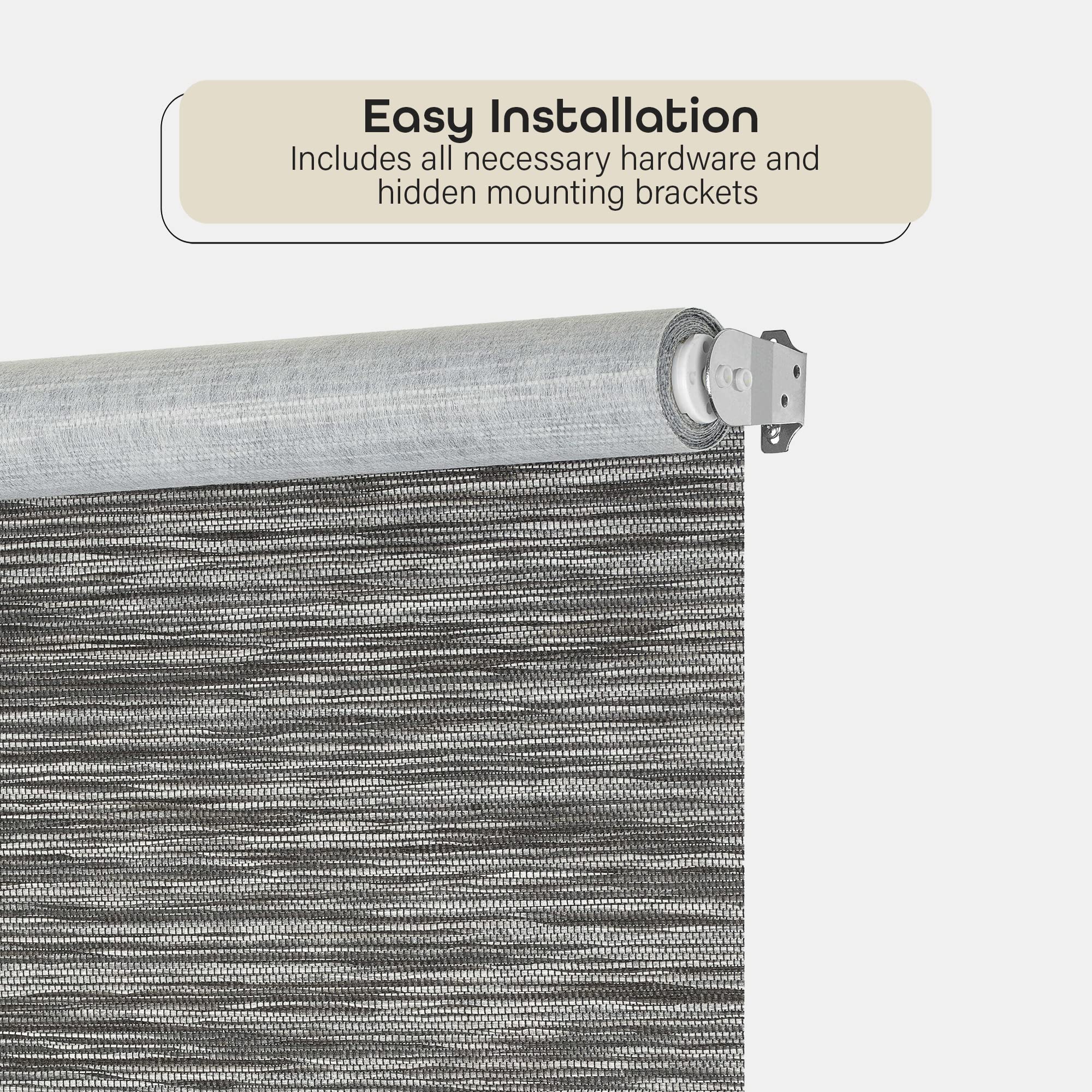 Cordless Privacy Jute Window Roller Shade - 30 Inch Width, 72 Inch Length - Smoke - Light Filtering Woven Natural Fiber Horizontal Windows Blinds by Achim Home Decor