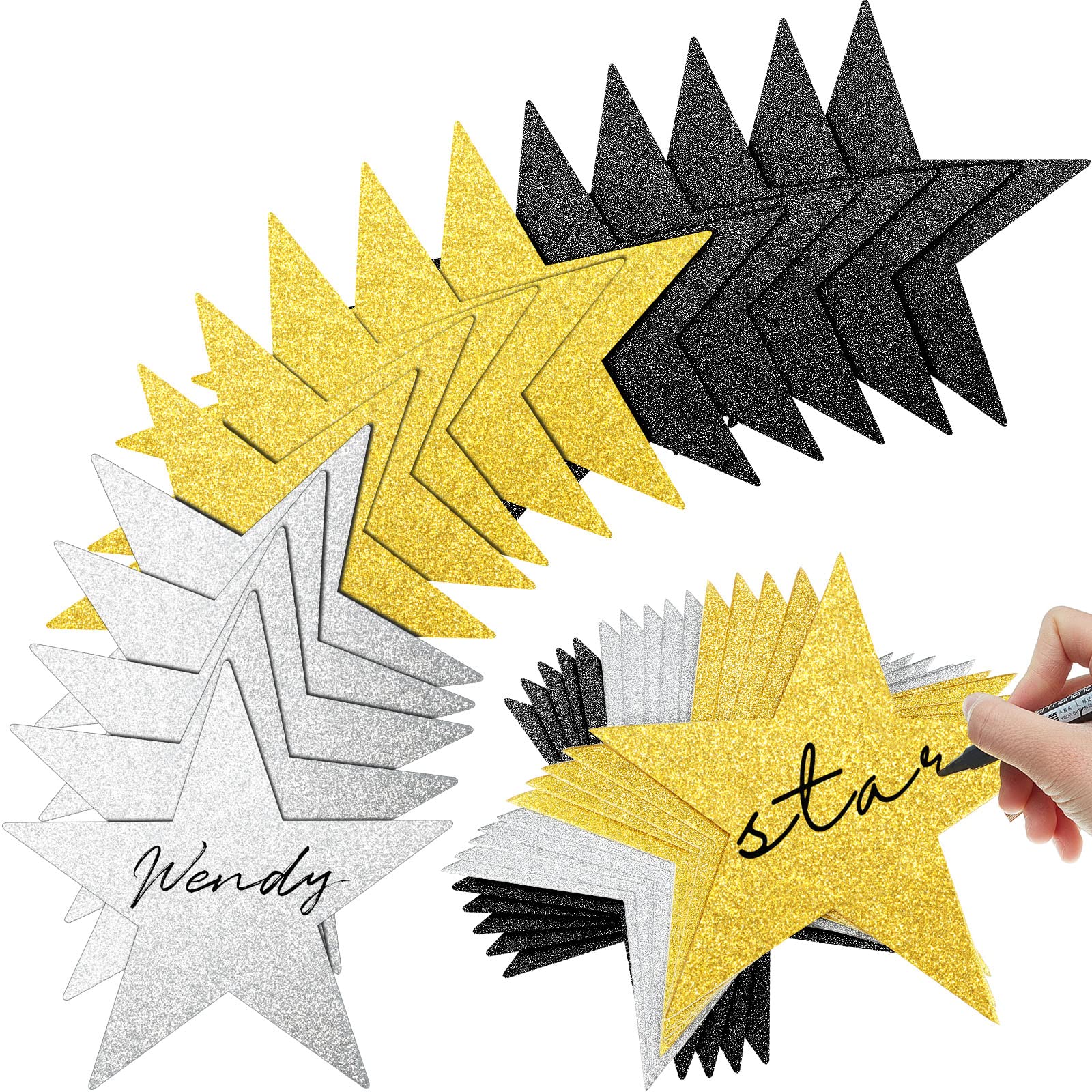 Buy 80 Pieces Glitter Star Cutouts Paper Star Confetti Cutouts for
