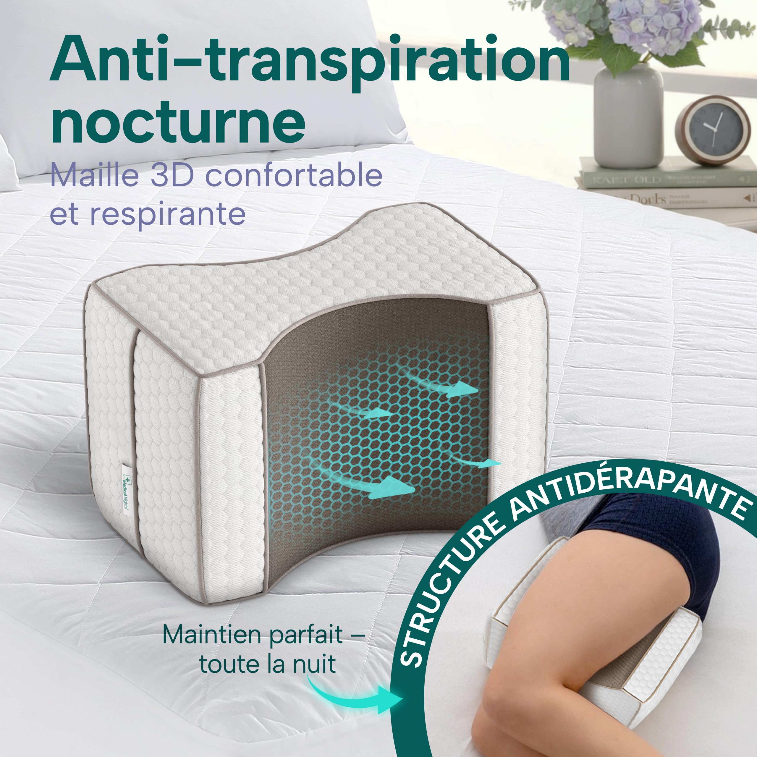 Coussin de genou pour dormeurs sur le côté – Coussin orthopédique pour les jambes pour soulager la hanche, le dos et le genou | Coussin ergonomique en mousse à mémoire de forme avec