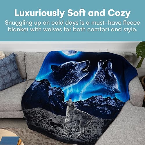 Miniatura 5 de Dawhud Direct Celestial Wolf - Manta de vellón para cama, 75 x 90 pulgadas, manta celestial tamaño queen para mujeres, hombres y niños, manta de