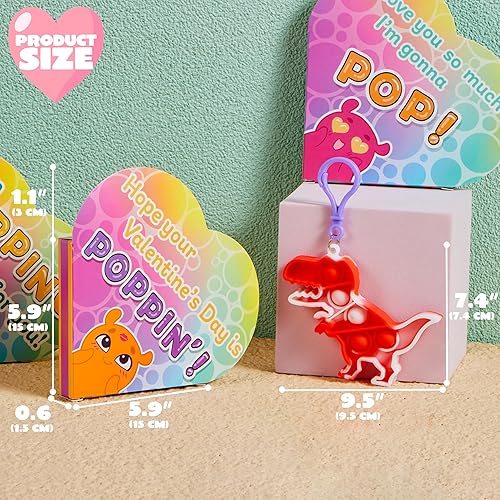 Miniatura 6 de JOYIN 24 llaveros para el día de San Valentín para niños, con cajas de corazón de San Valentín, juguetes para aliviar el estrés de burbujas para
