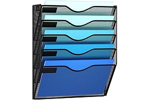 5-Pocket Durable Black Mesh Wall File Holder Organizer