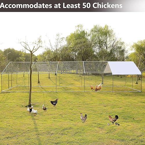 Miniatura 3 de TOBYUL Cubierta de techo grande de metal para gallinero, impermeable y anti-ultravioleta, con puerta con cerradura para jaula de aves de corral al