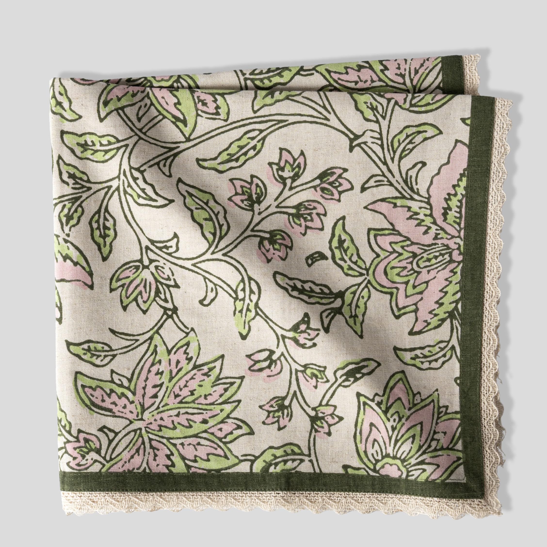 FINGERCRAFT Servietten, Baumwoll-Leinen-Mischgewebe, 12 Stück, gehrte Ecken mit eleganter Spitze für den täglichen Gebrauch, Servietten sind vorgeschrumpft und haben eine gute Saugfähigkeit