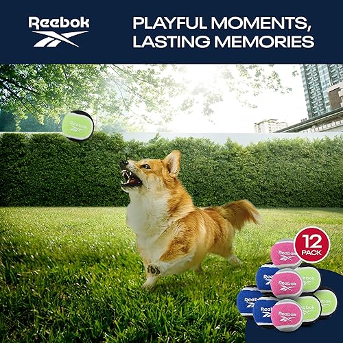 Miniatura 3 de Reebok Pelotas de tenis para perros, paquete de 12 pelotas de tenis para perros para jugar al aire libre, grandes pelotas de tenis para perros para