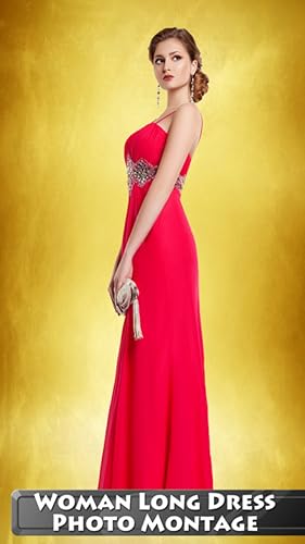 Montagem da foto do vestido longo da mulher