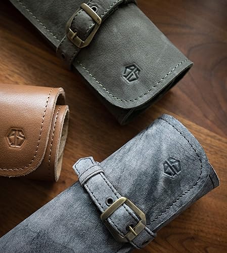 Miniatura 7 de Bolsa de rollo de cuchillos Cuero Genuino - Bolsa de cuchillos de chef 7 ranuras - Estuche de cuero para cuchillos Sam