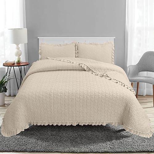 Avanti Linens - Juego de edredón individual, ropa de cama lujosamente suave con funda a juego, decoración de dormitorio de granja (Charlotte Ecru,