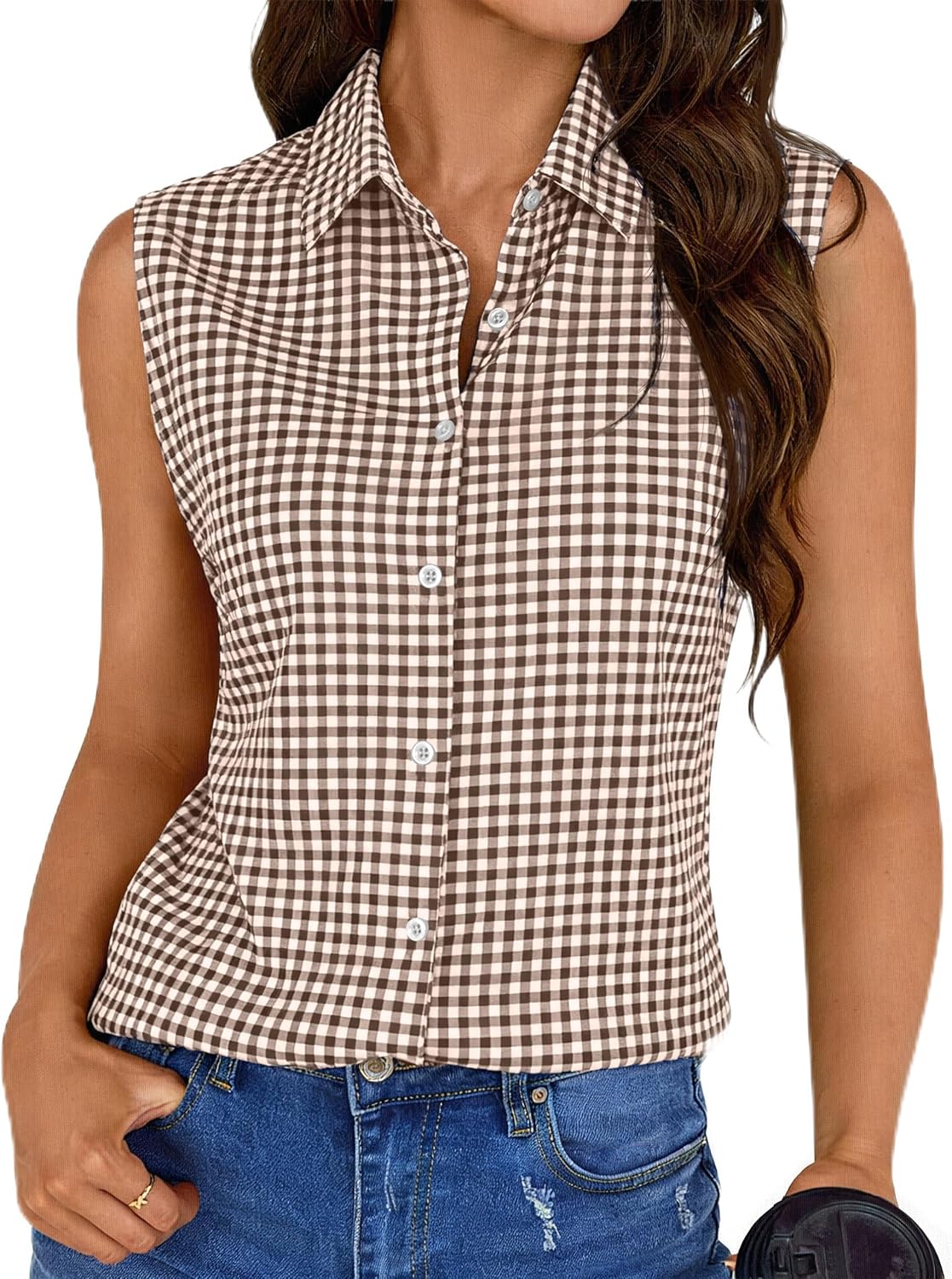 COUXILY Wrinkle-Free & Non-Iron Women's Sleeveless Button Down Shirts Blouses with Mulberry Silk Tank Casual Work Tops
