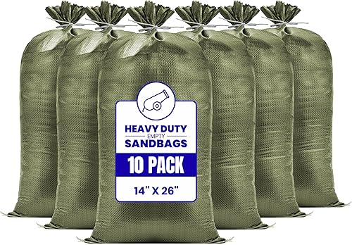 Miniatura 38 de (No fabricado en China) Paquete de 30 bolsas de arena resistentes para inundaciones, vacías con cuerdas de amarre, protección UV durante 1600 horas