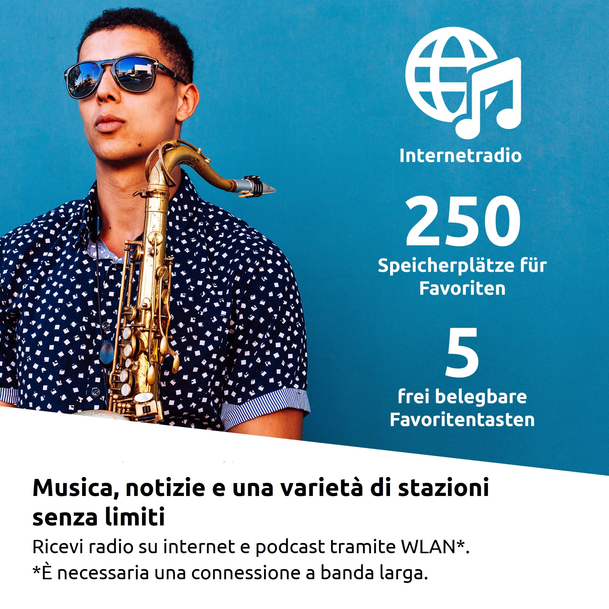 TechniSat STERNRADIO IR 2 - Radio Internet (WLAN, batteria sostituibile, display a colori, pulsanti di selezione diretta modificabili, stazioni radio per dormire, sveglia, timer, snooze, AUX, App)