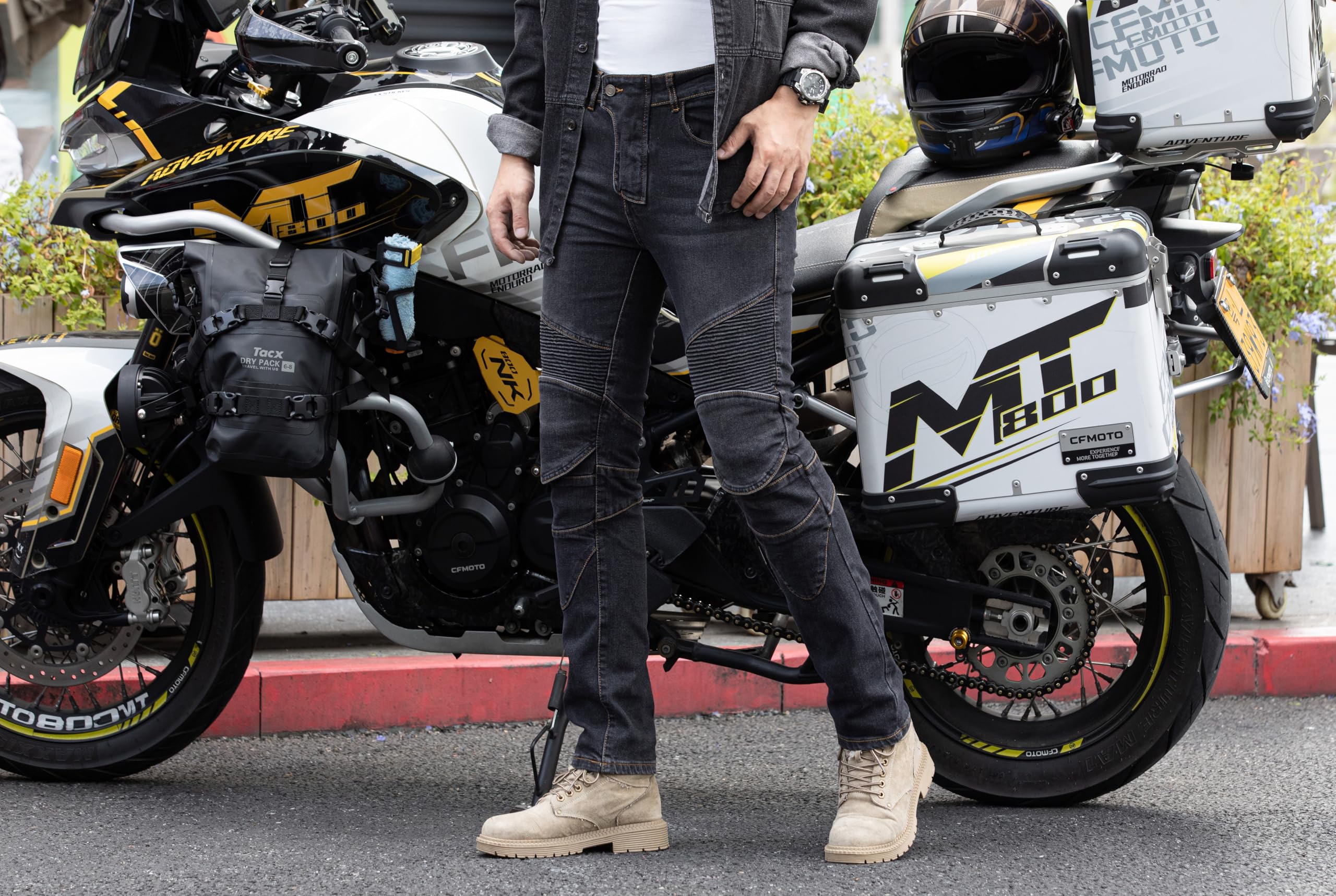 CTBQiTom Herren Motorrad Jeans Motorrad Hosen Schutz Motorradhose mit Abnehmbarer CE Rüstung