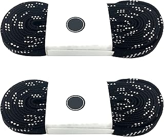 Silfrae Waxed Skate Hockey Laces, Sold in Two Pairs, Heavy Duty, Perfect for Hockey, Roller Derby, and Skates, and Boots, Multi-Size and Multi-Color Available. (Black, 96