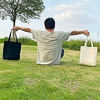 Vista 7 de Koolmox Bolsa de mano negra, 13.5 x 13.5 x 3.5 pulgadas, paquete de 6 bolsas de lona con fondo ancho y asas reforzadas, bolsa de lona de algodón