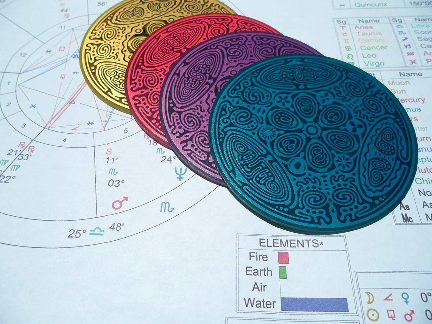 Water Element Disk - Release Stuck, Controlling & Limiting Thoughts, Emotions & Stress-Balance Your Astrology Sign & Feng Shui Home & Bedroom - Geometric Copper Antenna Powerforms Divine Essence 3"Dia