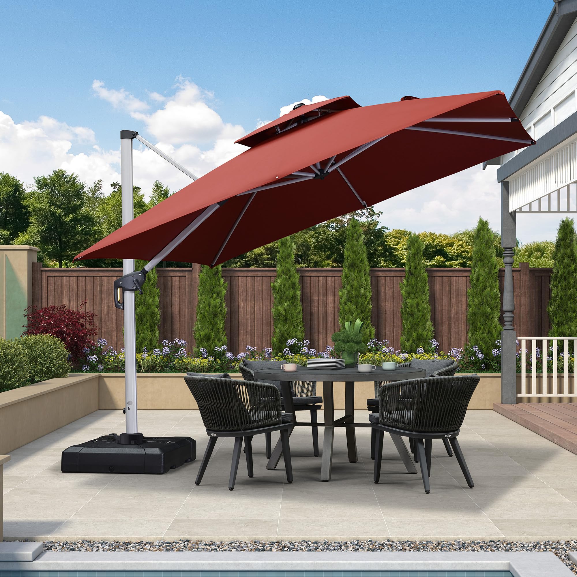better homes and gardens offset patio umbrella Better Homes & Gardens 12' x 11' 8-Rib Gray Octagonal Outdoor Patio Umbrella  and Weighted