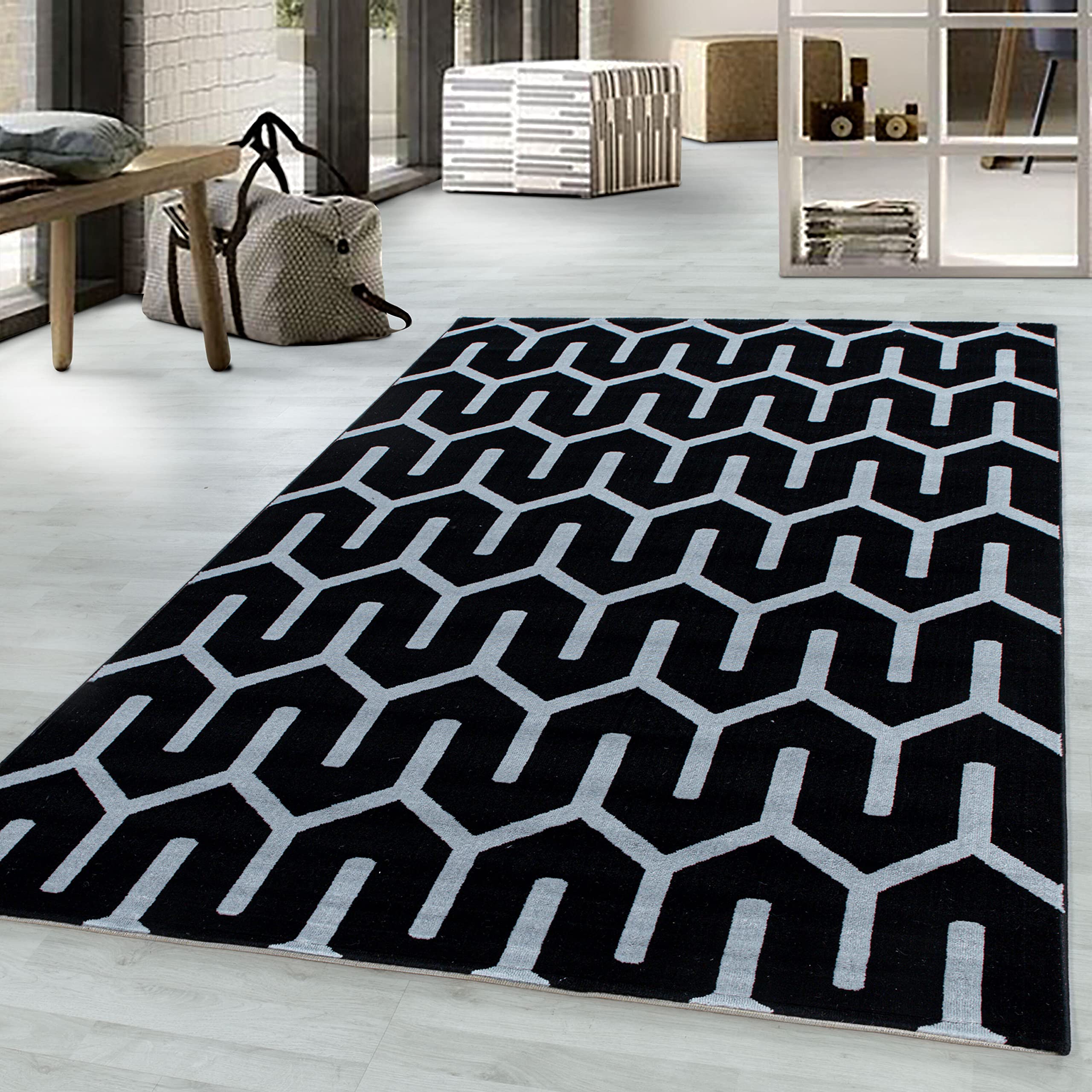 Giantore Flat Pile Rug Pattern Living Room Bedroom Short Pile Rug