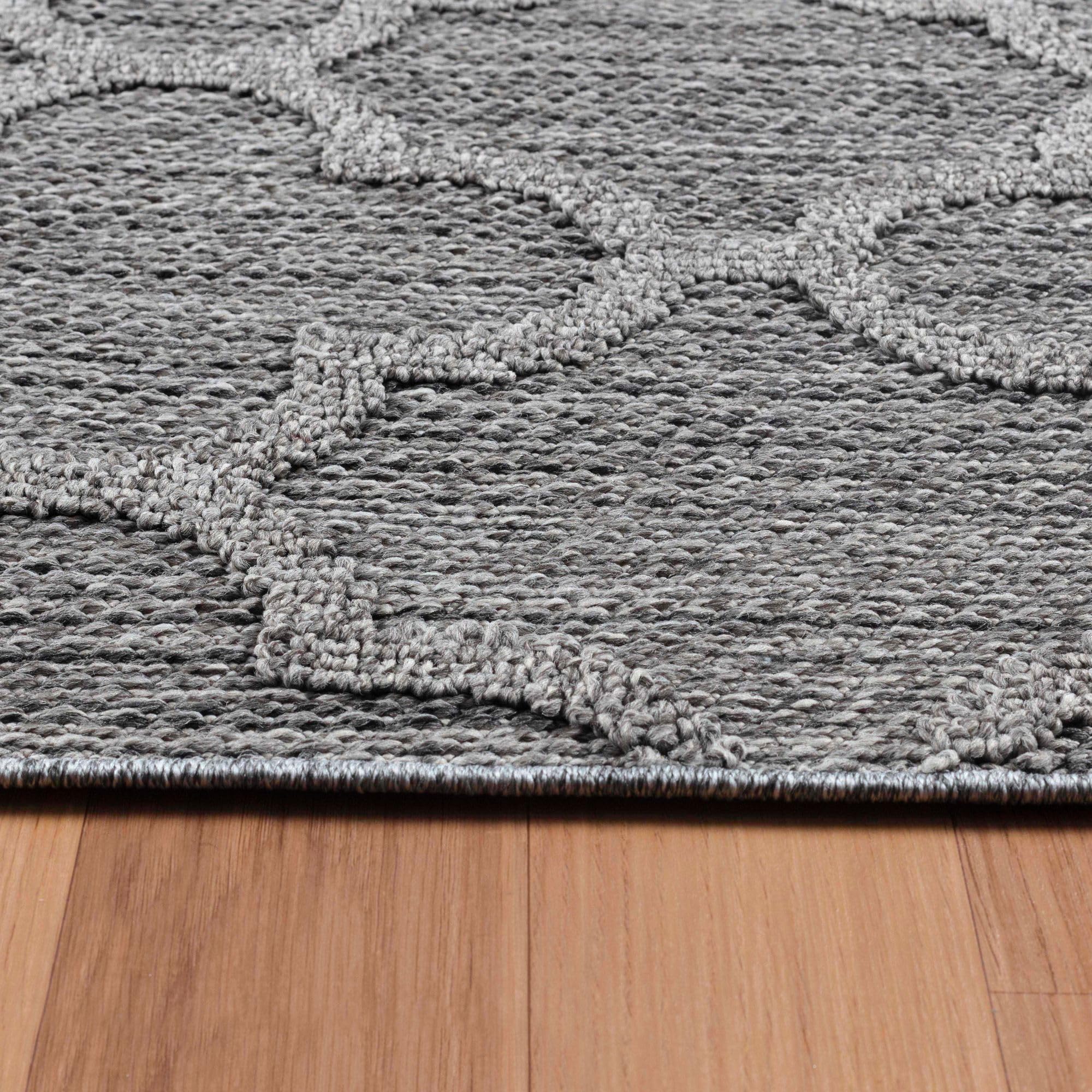 Carpetsale24 In & Outdoor Bouclé Teppich Läufer wetterfest Grau 80x250 cm Skandinavisches Design 3D Hoch Tief Effekt ideal für Flur Balkon oder Terrasse
