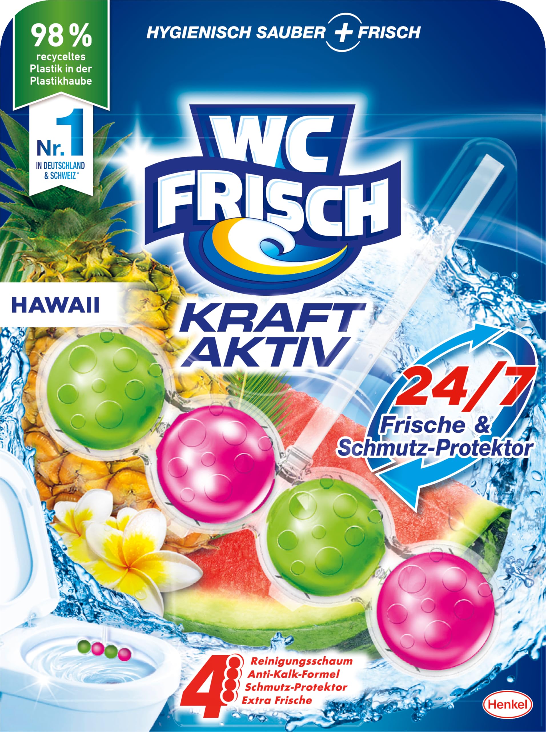 WC Frisch Kraft Aktiv Duftspüler Hawaii (3er Pack), Klostein Einhänger – Ansicht 2