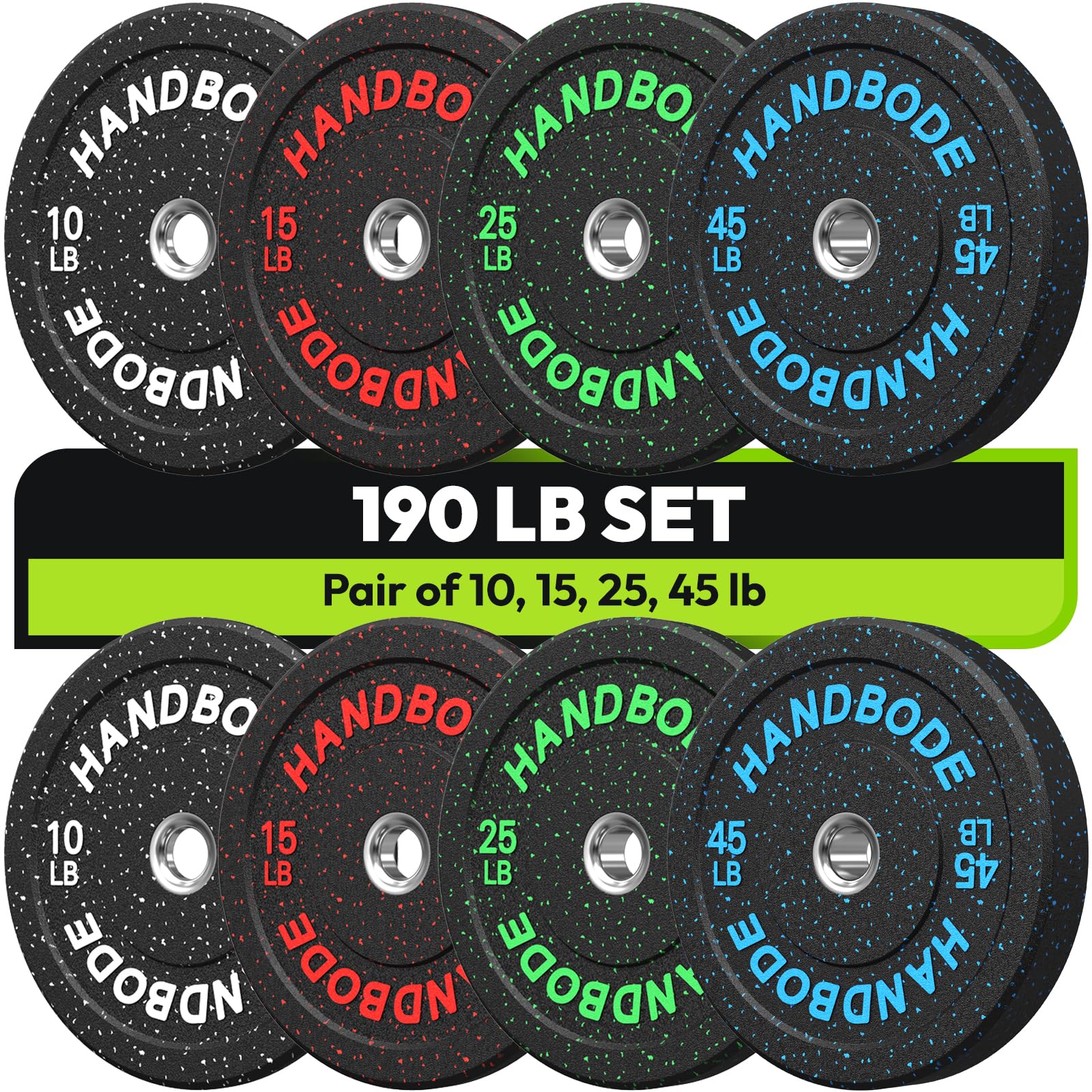 2-Inch Bumper Plates High Bounce Olympic Weight Plate Set 45 100 160 190 260 300lb Barbell Weight Plates