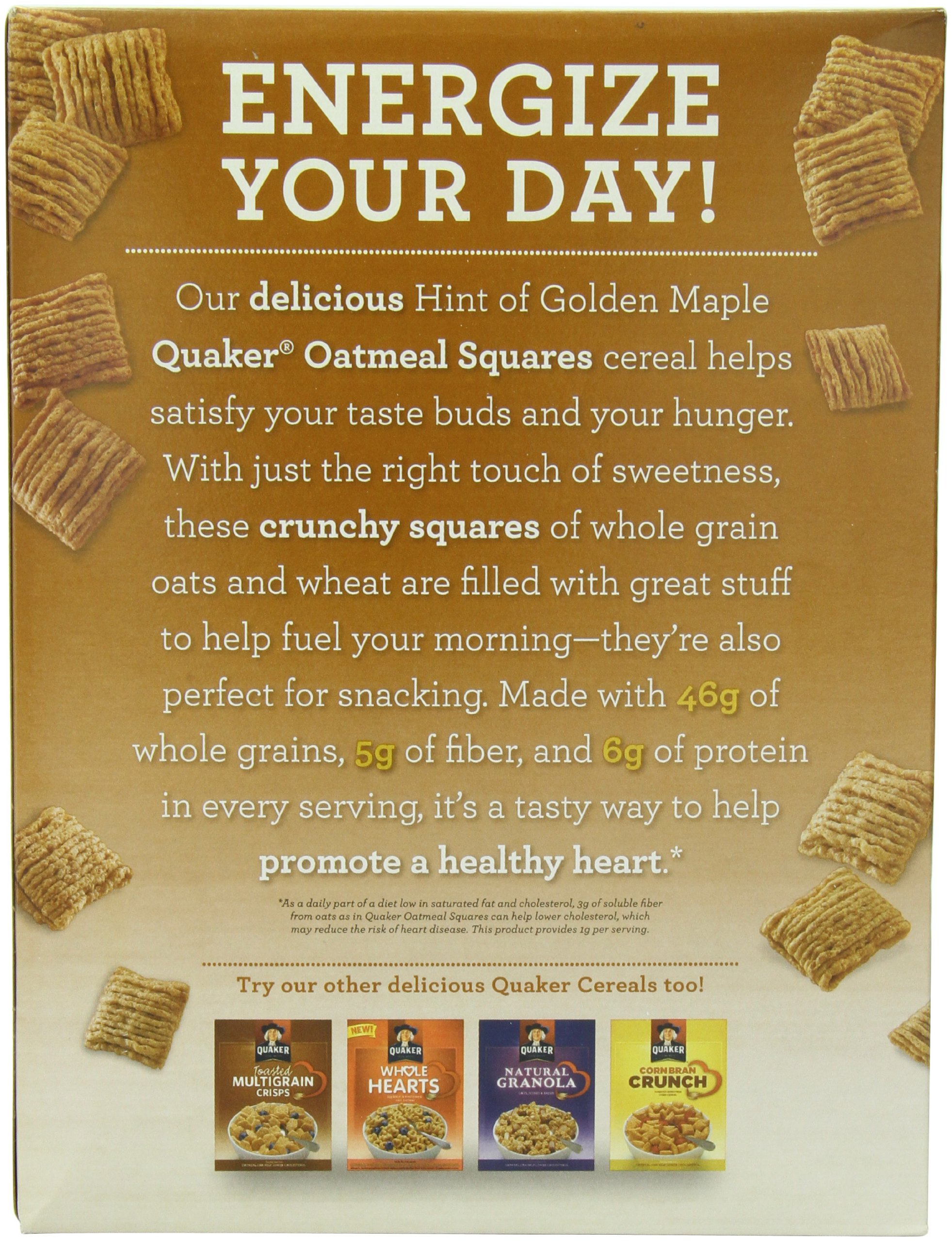 Quaker Oatmeal Squares, Golden Maple, Crunchy Oat Breakfast Cereal, 14