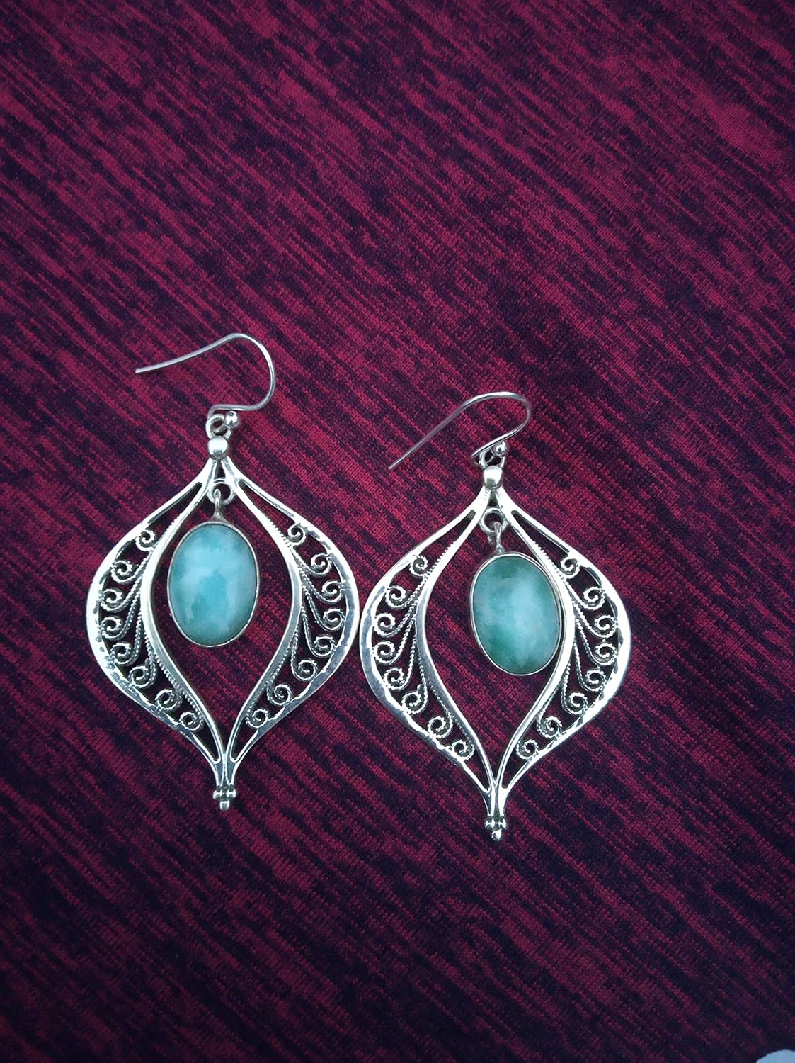Larimar Earrings, 925 Sterling Silver Earrings, Dominican Larimar Earring, Gemstone Earring, Larimar Jewelry, Handmade Jewelry, Drop Dangle Earring, Jewelry For Her, Natural Inspired Earrings, Gifts
