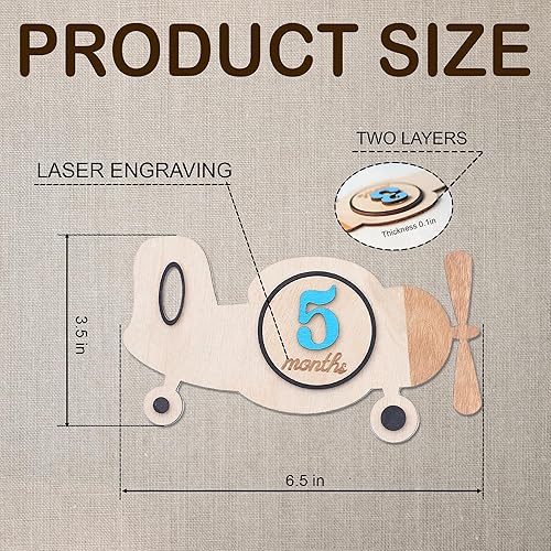 Miniatura 38 de Tarjetas de hitos mensuales para bebés, discos de hitos mensuales de madera, accesorios de fotografía para recién nacidos para documentar el Disco
