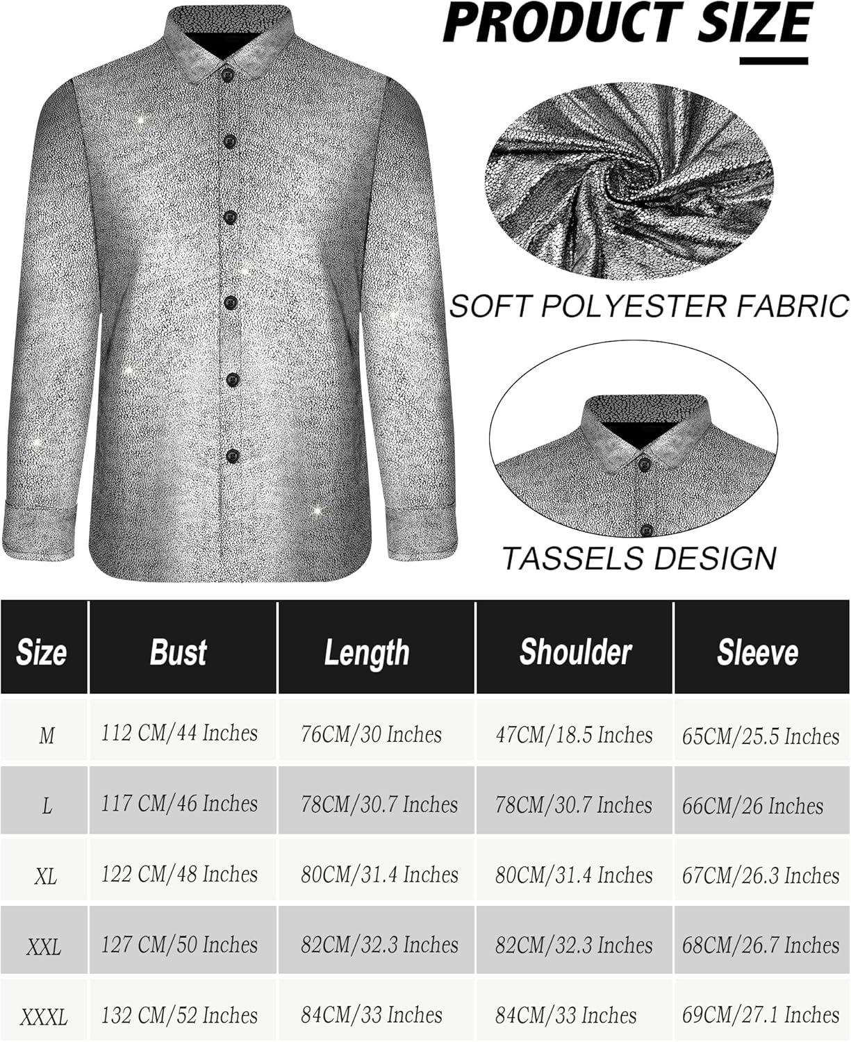 8 Pcs Disco Outfit Men 70s Costume with Retro Sequin Shirt and 80s Bell Bottom Pants, Men's Disco Outfit for Halloween