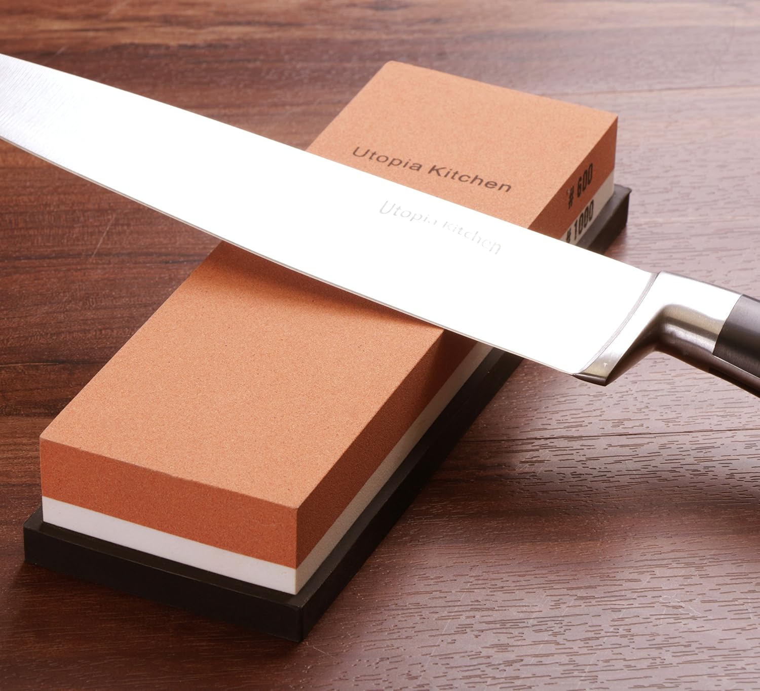 Utopia Kitchen Double-Sided Whetstone - Knife Sharpening Stone - Multi-Colored - 600/1000 Grit