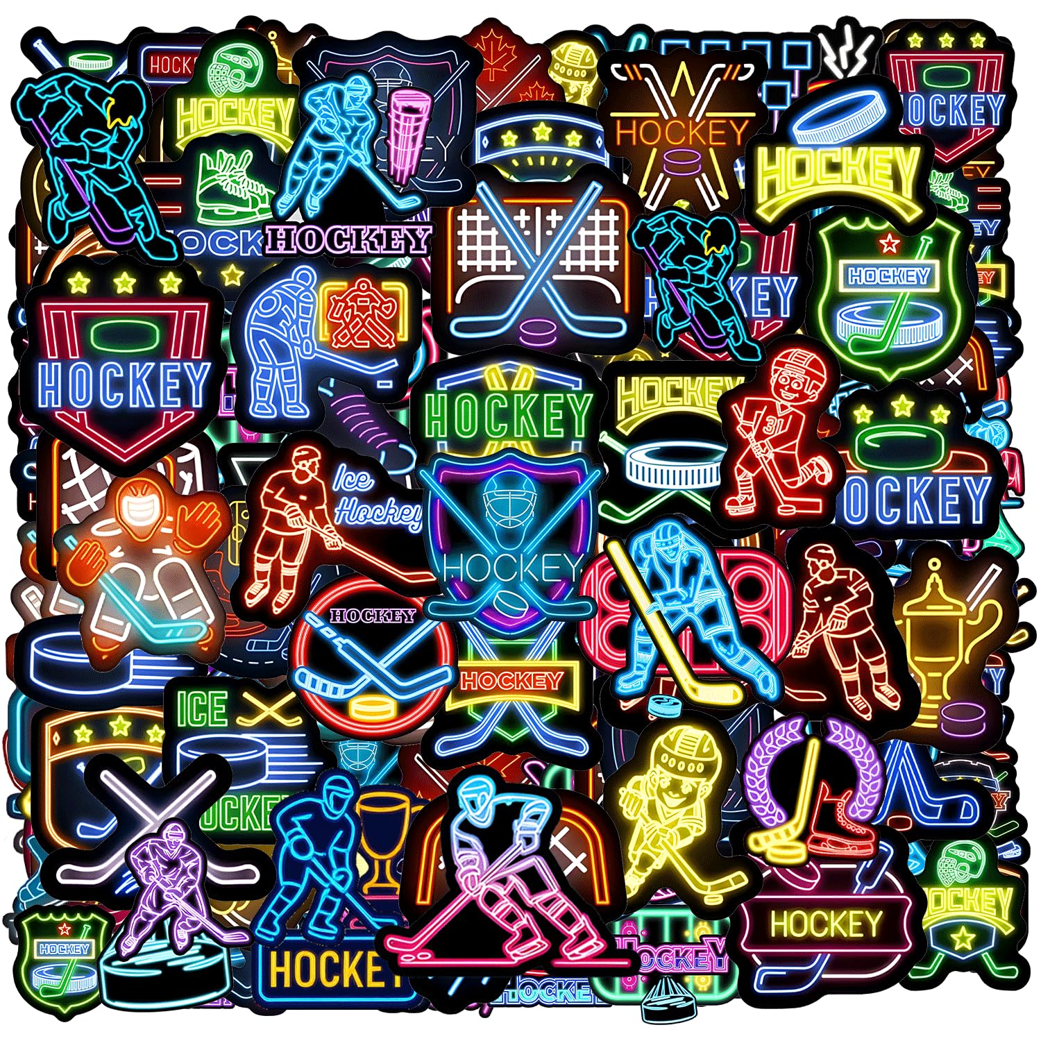 120PCS Neon Ice Hockey Stickers, Hockey Party Favors & Birthday Decorations Sports Theme…