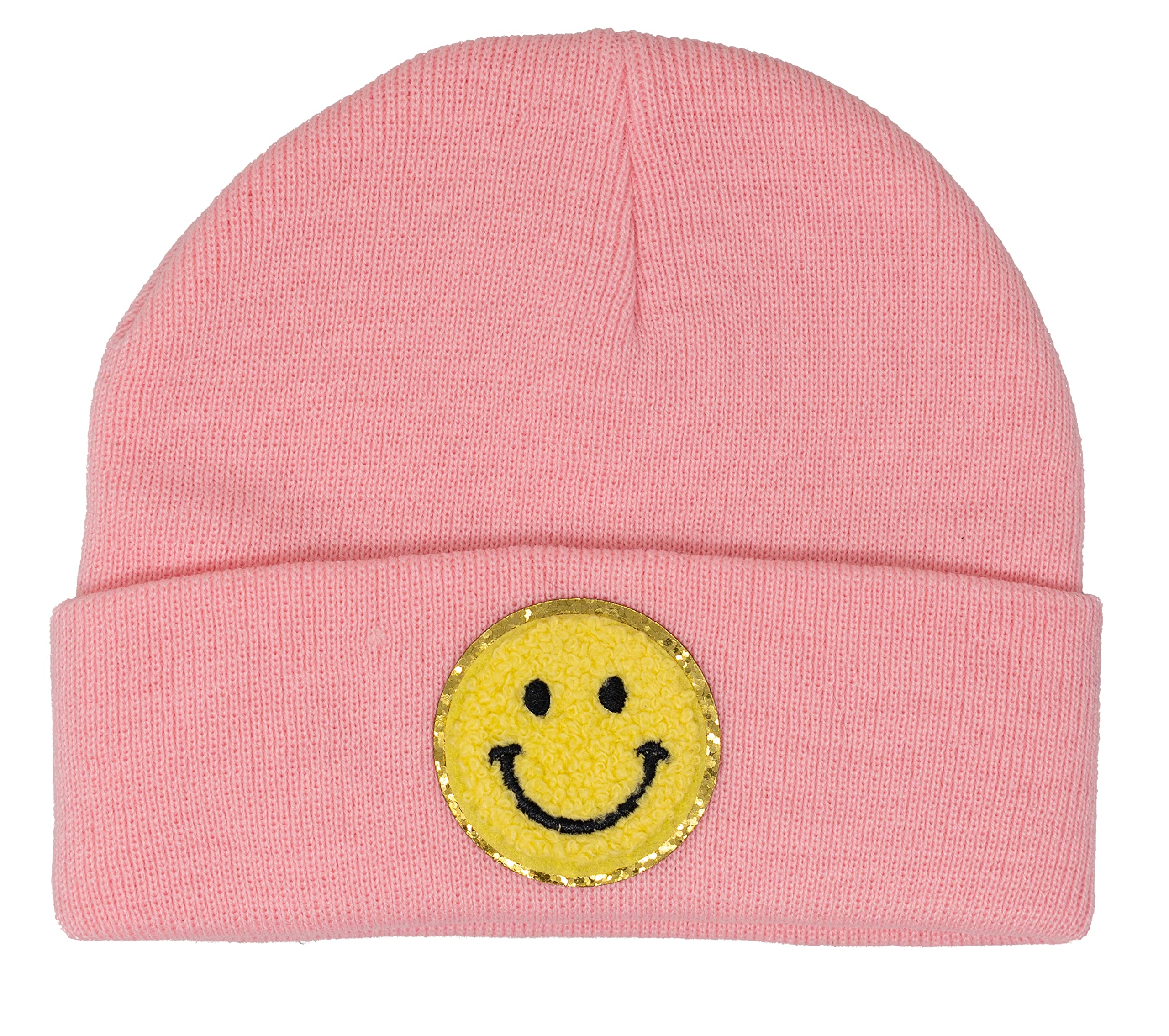 Funky Junque Adorable Newborn Baby Smiley Face Beanie - Soft Knit Winter Hat with Premium Suede Patch
