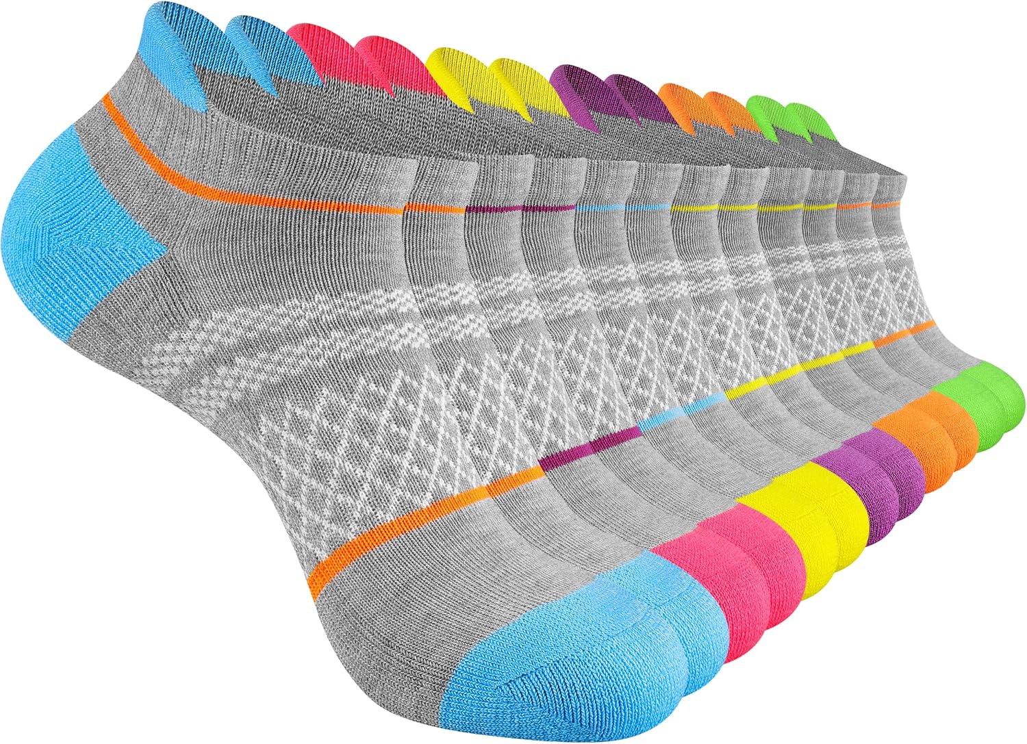 eallco Womens Ankle Socks Athletic Running Short Socks With Cushioned Sole 6 Pairs