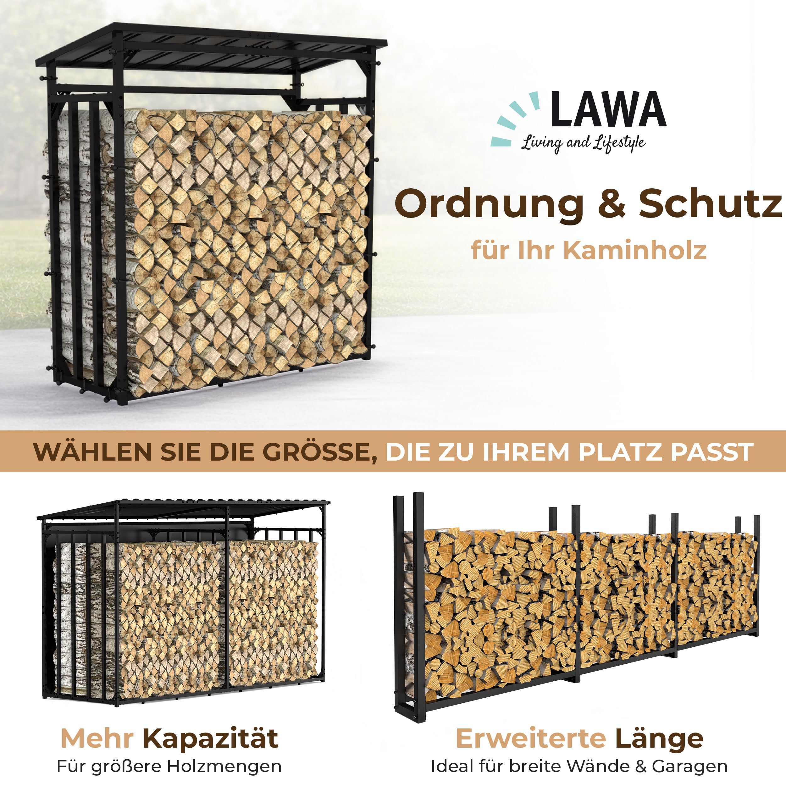 Set 2 Teli Laterali Scaffale Legna 70 cm | Copertura Laterale Portalegna Esterno, Protezione da Pioggia e Vento, Profondità 70 cm