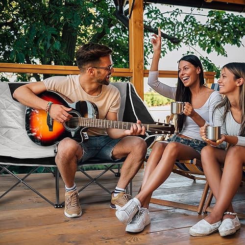 Miniatura 2 de Elevon Silla de campamento doble, sofá biplaza de gran tamaño para 2 personas para adultos, silla plegable portátil resistente al aire libre con