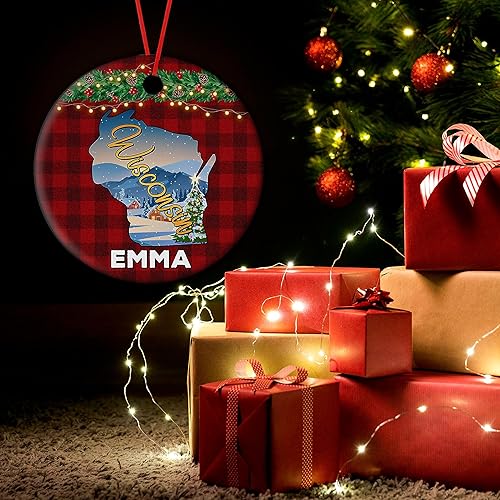 Miniatura 10 de Prezzy Adorno personalizado de Florida, mapa estatal, regalo de recuerdo para hombres y mujeres, decoración colgante para árbol de Navidad, recuerdo