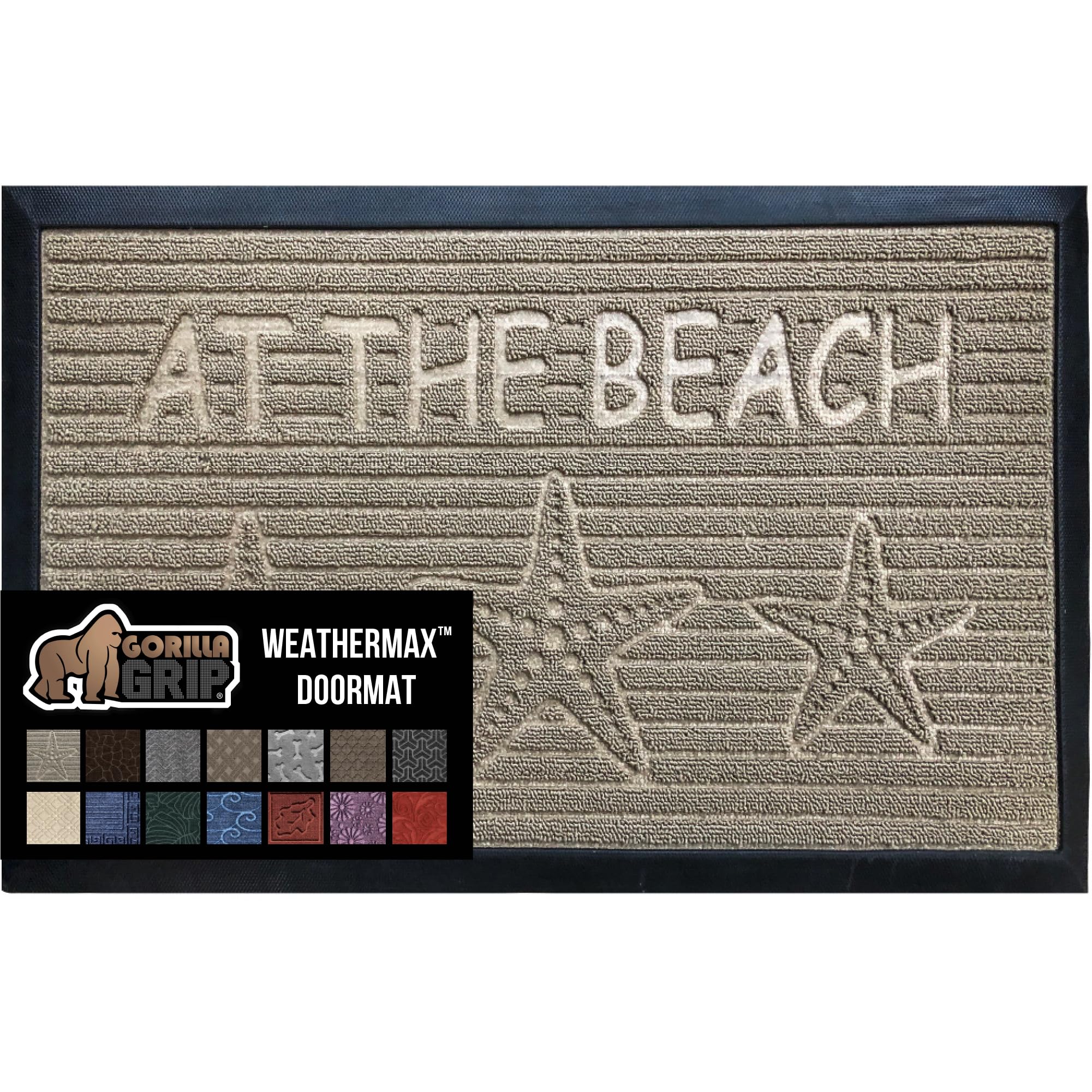 GORILLA GRIP 100% Waterproof All-Season WeatherMax Doormat 35x23, US Designed Natural Rubber, Stain and Fade Resistant, Low Profile Indoor Outdoor