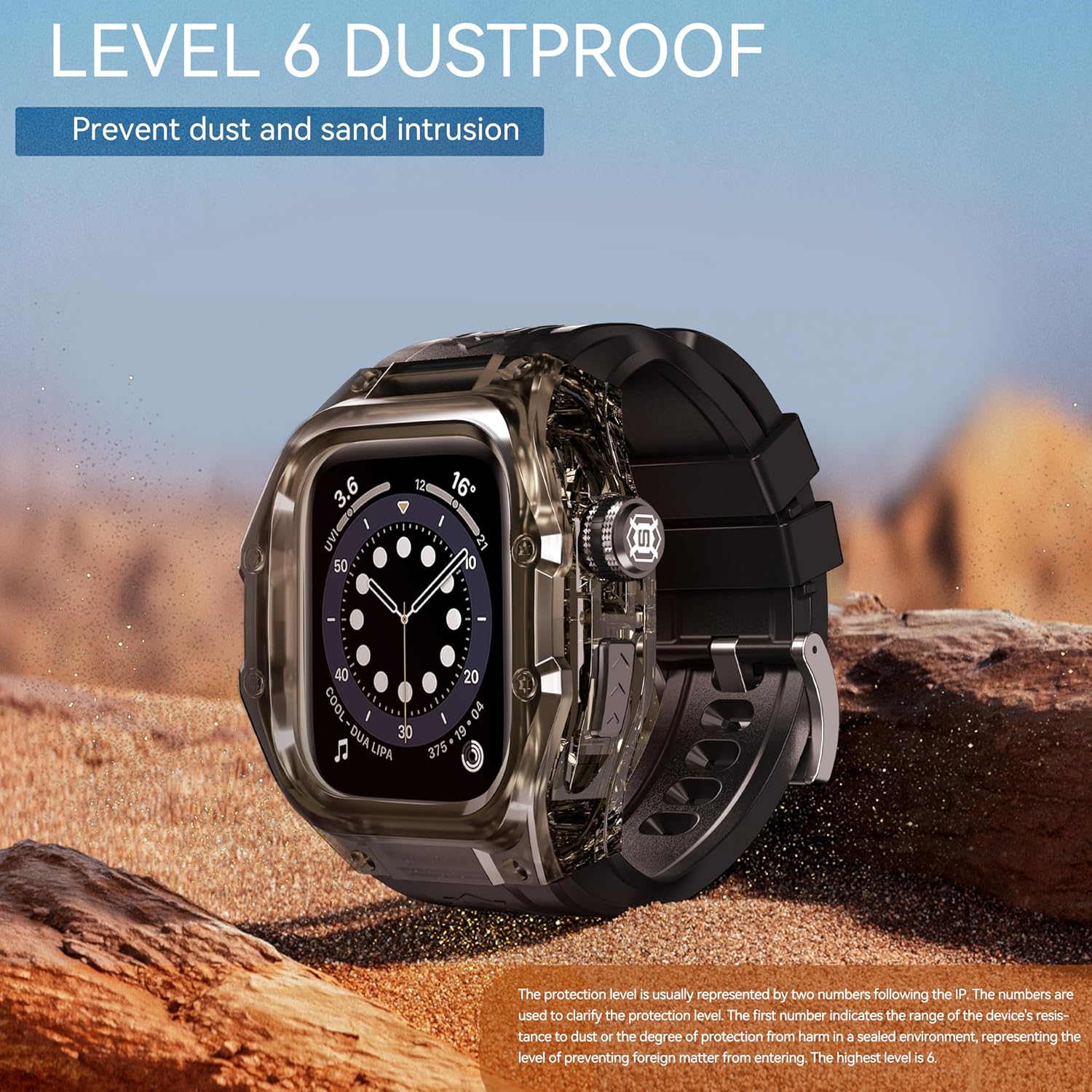 YOGRE for Apple Watch Series 10 46mm Waterproof Case with Band, Built-in Screen Heavy Duty Case Cover for Men and Women, Soft Band Full Boddy Protect Cover Dustproof and Shockproof for 46mm, Black - Image 7