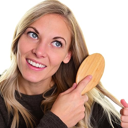 Miniatura 3 de Juego de cepillo de cabello de cerda de jabalí para mujeres y hombres diseñado para cabello fino y normal agrega brillo y mejora la textura del