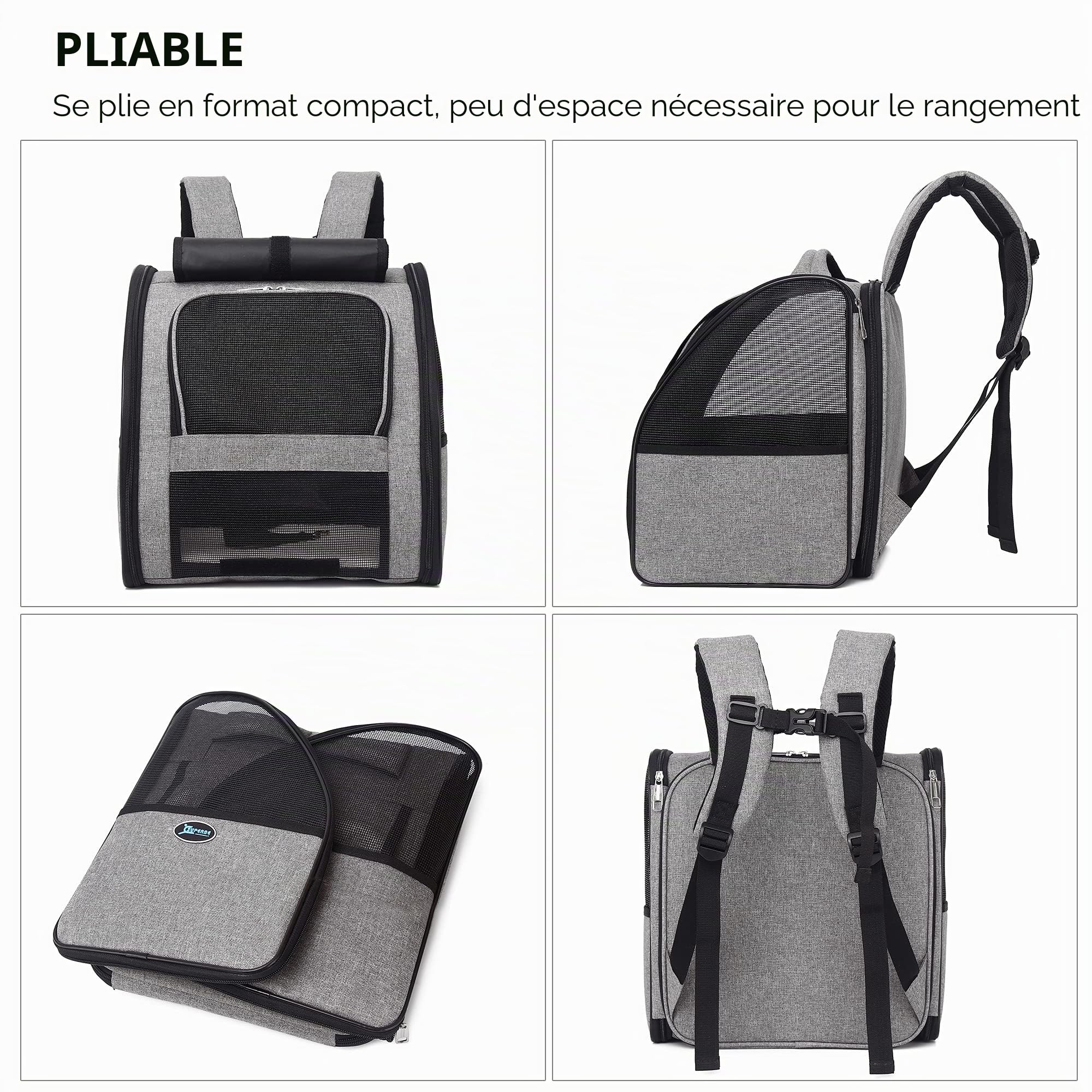Sac a Dos Chat Sac à Dos Chien, Transport Chat pour Petits Chiens et Chats, Approuvé par Les Compagnies Aériennes, Conception Ventilée pour Le Voyage, la Randonnée et l'utilisation en Extérieur.