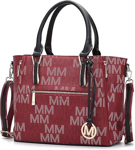 Miniatura 9 de MKF - Bolso bandolera de cuero sintético con asa superior para mujer espacioso bolso de mano con correa con dije M